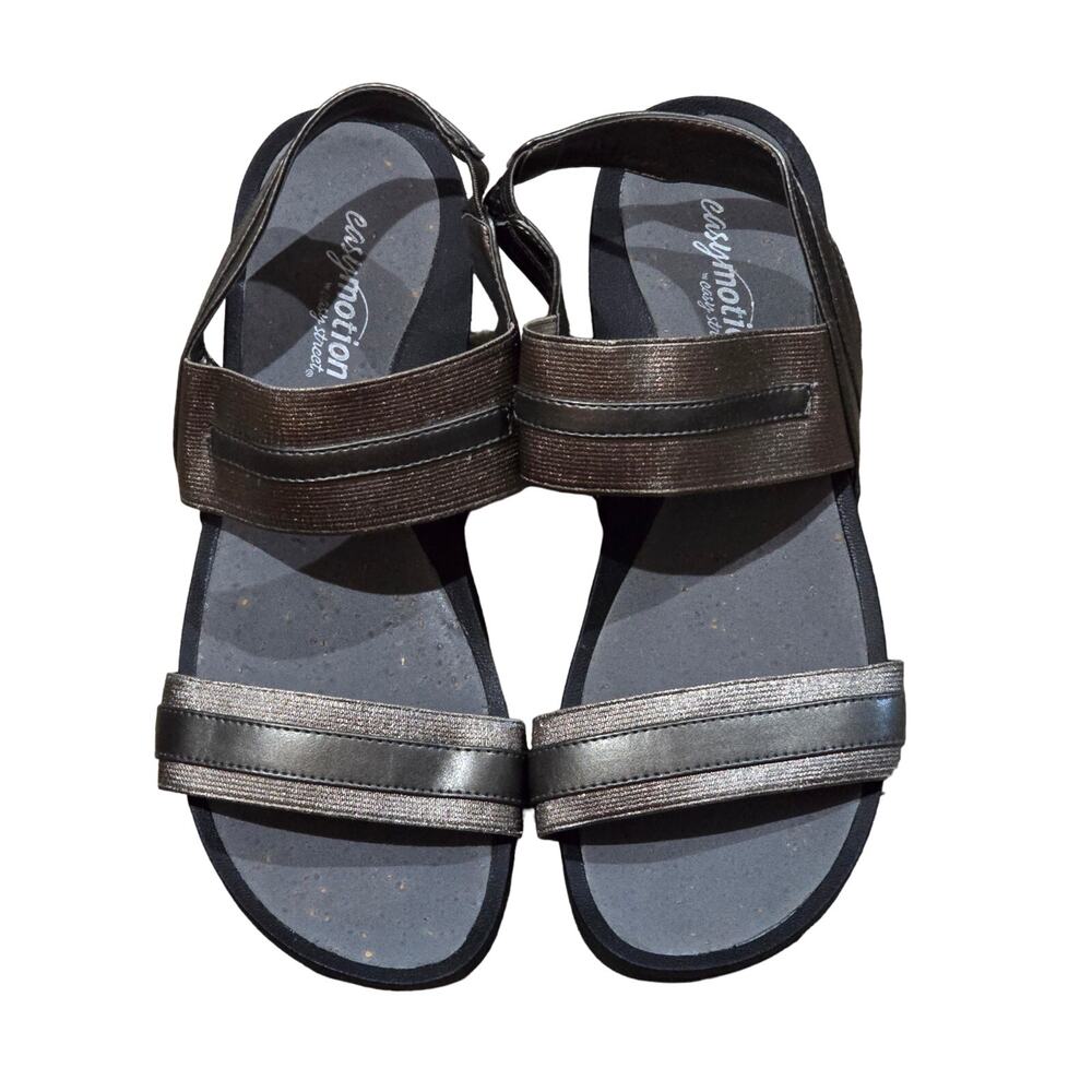 Easy Motion by Easy Street Metallic Sandals 9 Wide NWOB